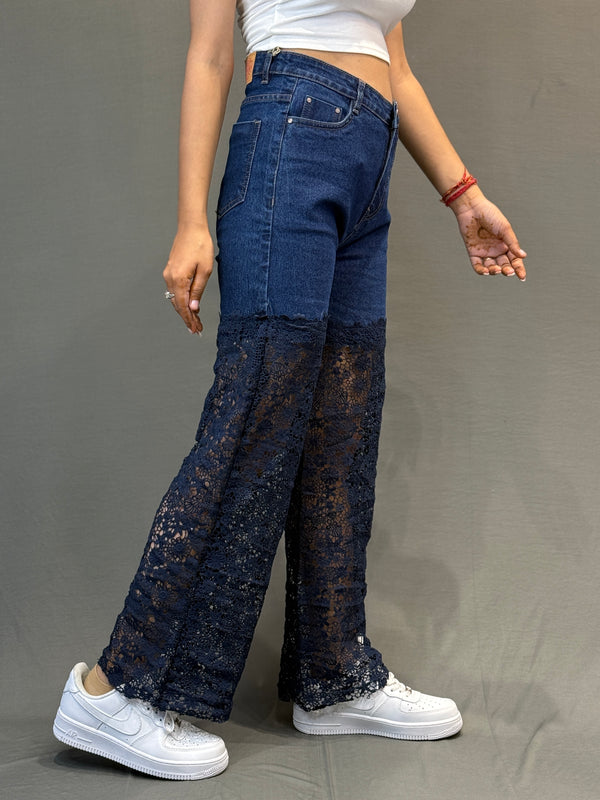 Women’s Denim Pants with Lace Detailing