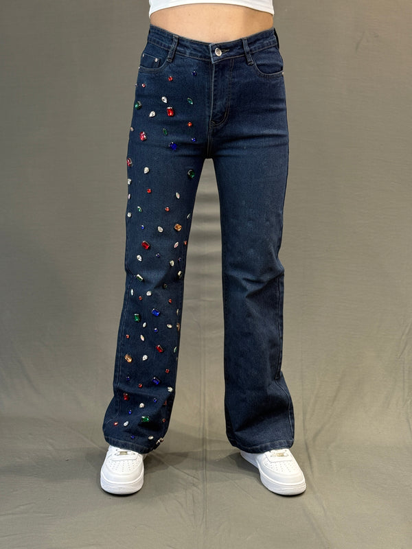 Embellished Straight-Leg Denim Jeans