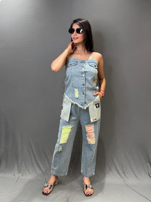 Trendy Denim Co-ord Set for Women