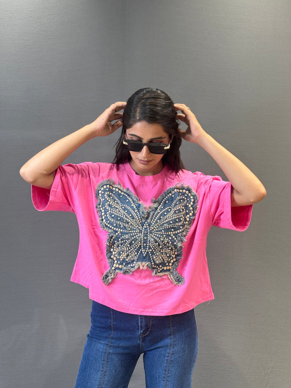 Women’s Oversized Embellished Patch T-Shirt