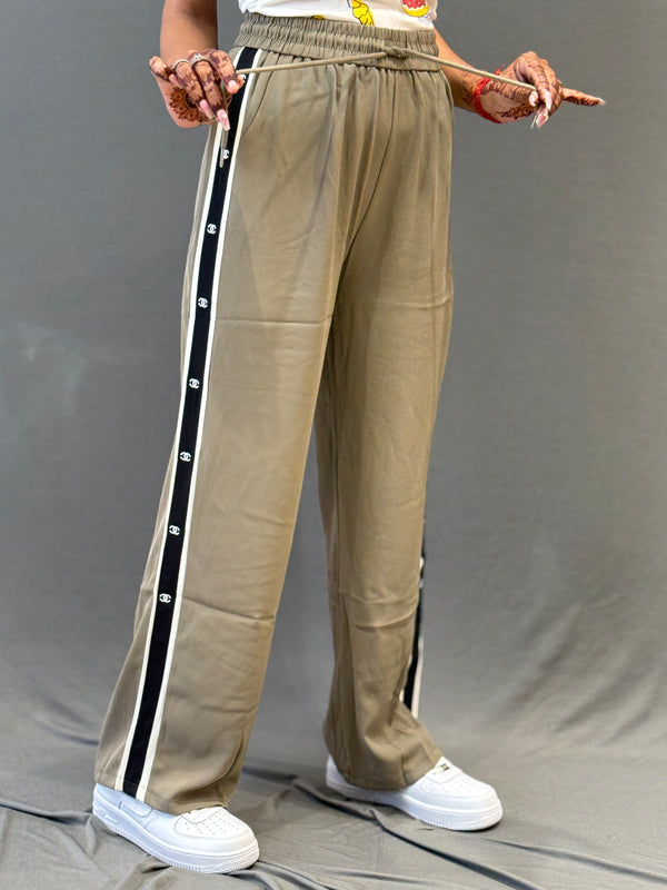 Wide-Leg Track Pants with Side Stripes