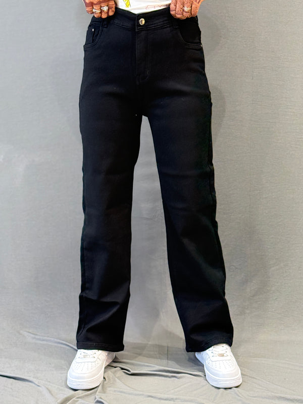 Classic Black High-Waist Straight-Leg Jeans
