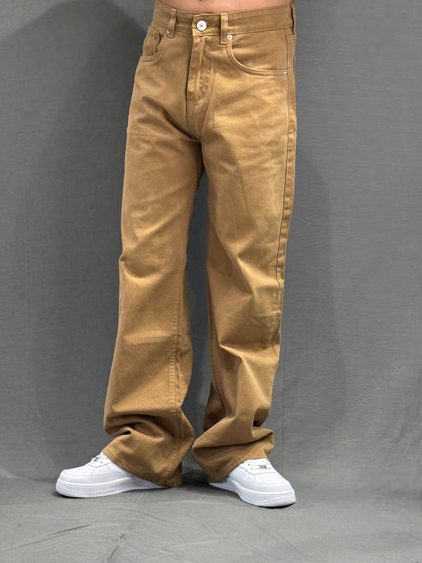 Men’s Tan Straight-Leg Pants – Relaxed Fit