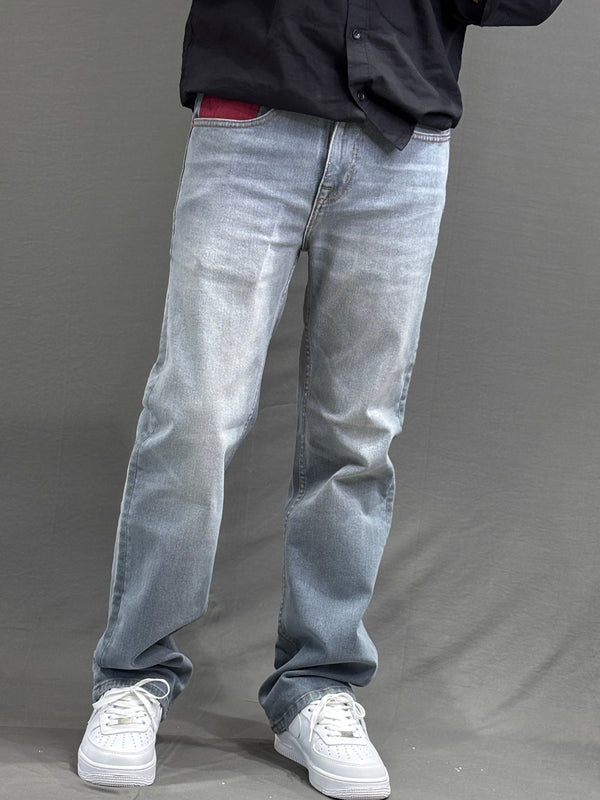 Men’s Light Wash Straight-Leg Jeans – Vintage Fade